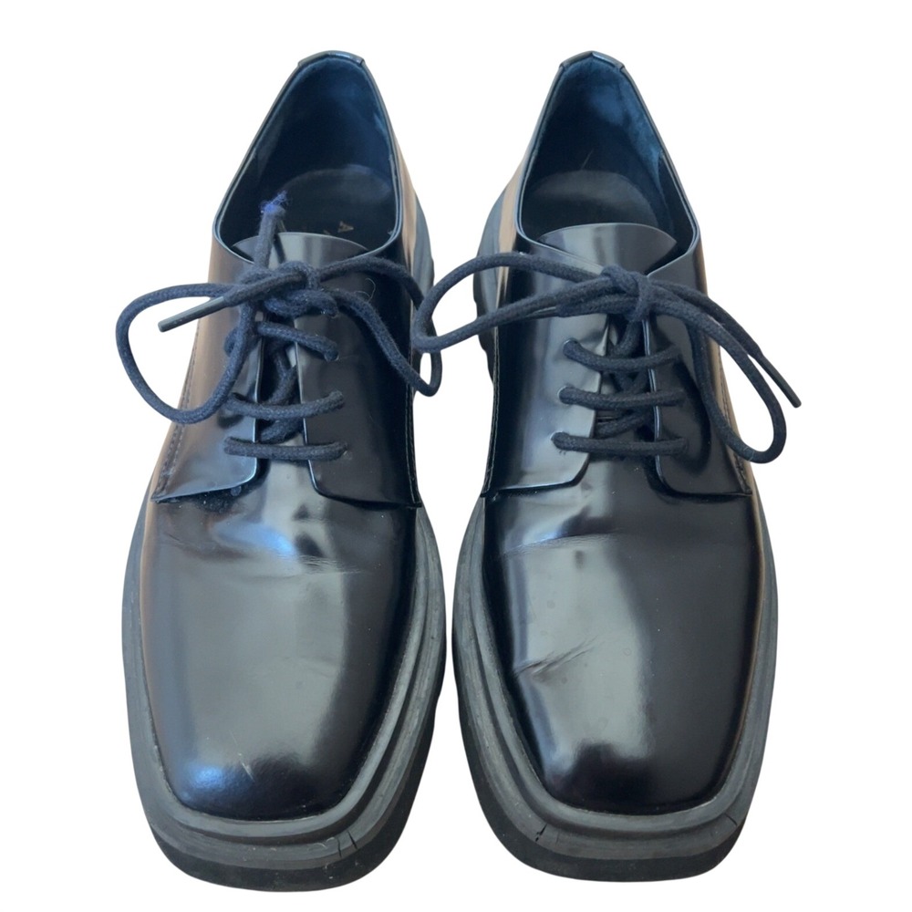 Anthropologie Lace Up Square Toe Oxford Loafers Size EU 38 US 8